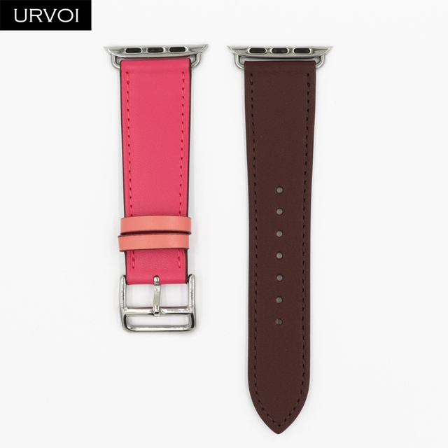 URVOI Leather Band for Apple Watch Series 7 6 SE 5 4 3 2 1 Round One for iwatch Straps Wrist Band Classic Design 41 45mm