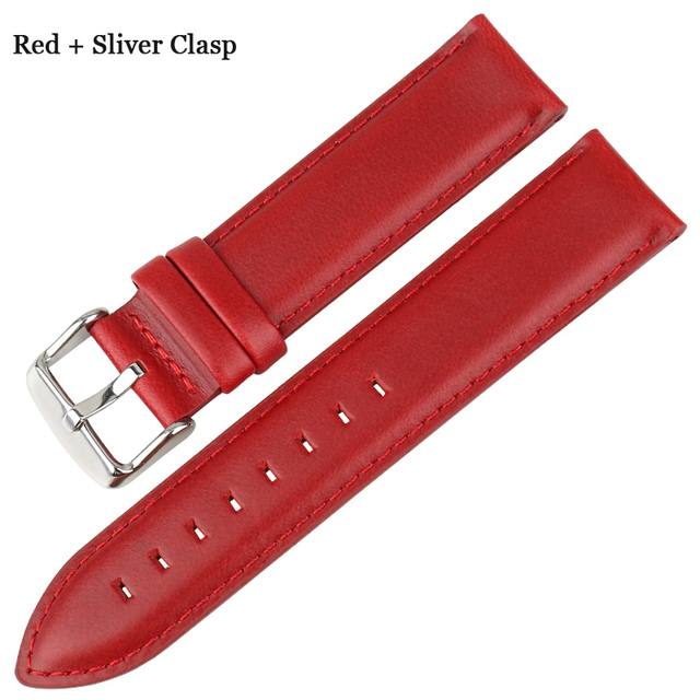 MAIKES Genuine Leather Replacement Bracelet Trendy Red Women Watch Band 12/13/14/16/17/18/19/20 for Lady Band Watch Watch Strap