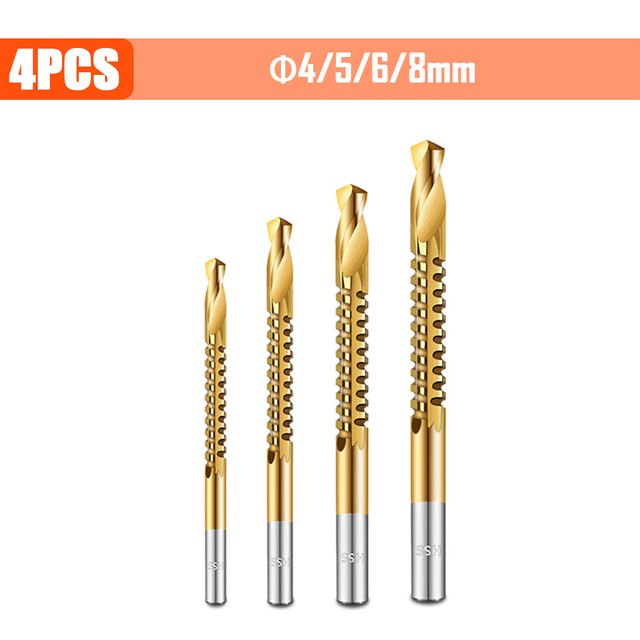 3/4/5/6pcs Cobalt Drill Bit Spiral Screw Metric Composite Tap Drill Bits Drill Polishing Woodworking HSS Twist Drilling Tools