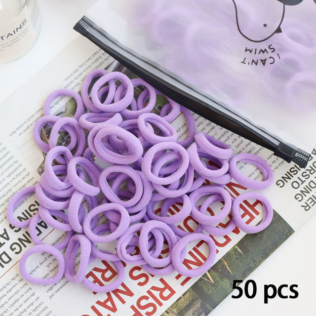 50pcs Set Colorful Girl Ornament Nylon Elastic Hair Bands Ponytail Hair Accessories Holder Rubber Bands Scrunchie Headband