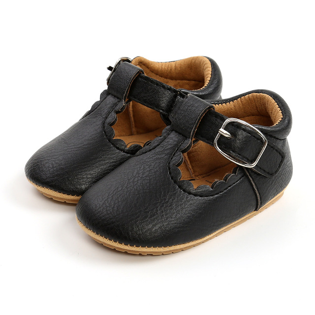 Newborn Baby Shoes Classic Leather Strap Boys Girls Multicolor Rubber Sole Infant Anti-slip First Walkers Shoes