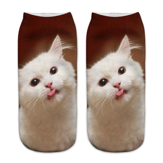 3D Printing Children Socks Funny Design Cute Cat Socks Unisex Gift Low Ankle Funny Socks 6-12 Years