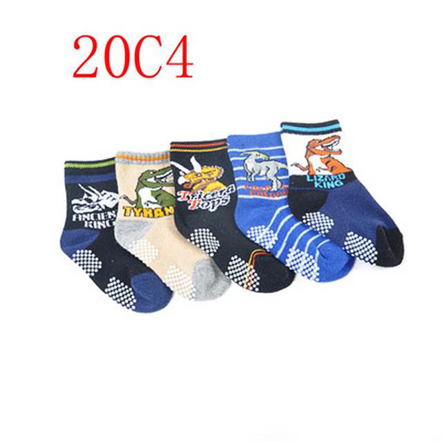 5 Pairs Non-slip Cute Cartoon Children Socks Spring Autumn Cotton Warm Breathable Boys Girls Absorb Sweat Sock for 0-8 Years