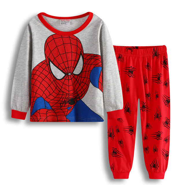 New Spring Autumn Children's Clothing Sets Boys Sleepwear Kids Clothes Spider Pajamas Set Baby Girls Cotton Cartoon Cars Pajamas