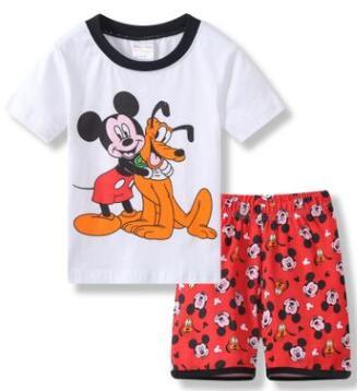 New Kids Boys Girls Clothes Baby Princess Pajamas Summer Short Sleeve Set Cartoon Minnie Children Sleepwear