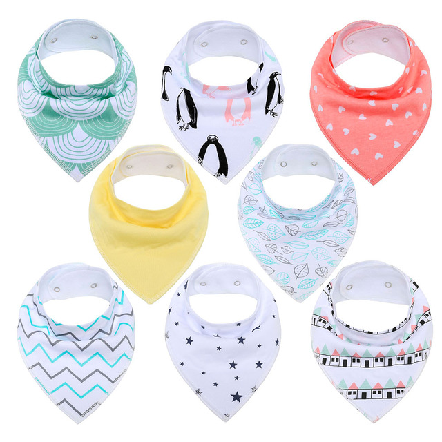 8pcs Baby Bibs Baby Saliva Bobble Bibs Unisex Bibs Set for Drooling and Teething 100% Organic Cotton Newborn Absorbent Soft Bibs