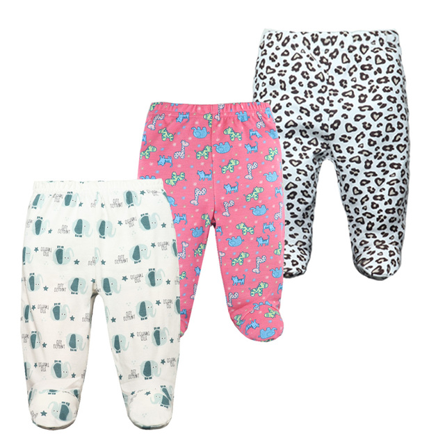 3/4/5pcs/lot Newborn Baby Pants Soft Cotton Cartoon Boys Pants Four Seasons Feet Baby Girls Pants Stripe Baby Trousers 0-12M