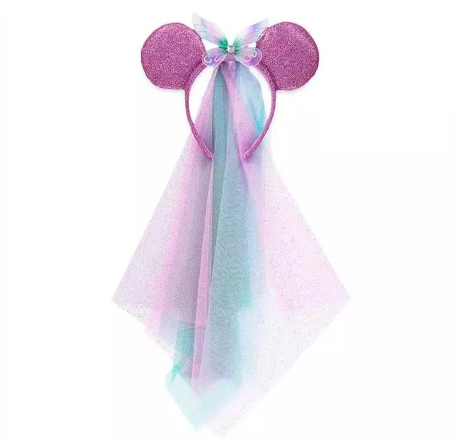 Original Disney Mickey Mouse Earphone Shanghai Disney Big Ears Bows Costume Headband Cosplay Plush Adult/Kids Headband Gift