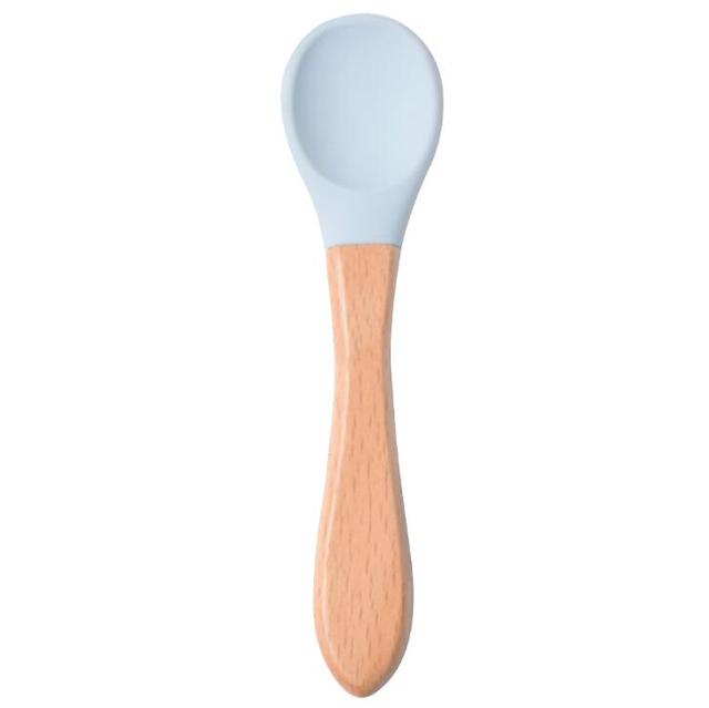 Baby Silicone Bowl Feeding Tableware Children Suction Bowl Plate Wooden Handle Silicone Spoon Dish Set For Baby Kitchen Utensils