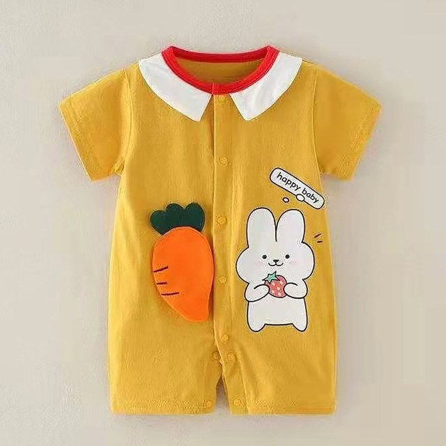 0-24 months newborn romper infant stuff baby clothes girl summer T-shirt with lucky cat kitty duck unisex clothes baby outfit