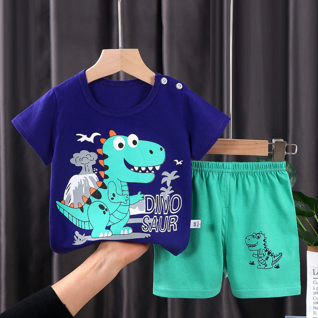 Seieroad Summer Children's Clothing Cartoon Unicorn Boys T-shirt + Pants Short Sleeve Children Clothing Set Teenage Tracksuit