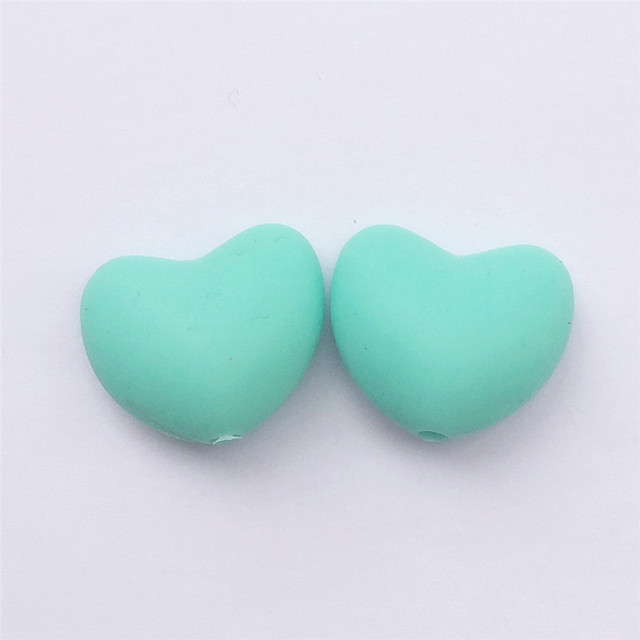 Chenkai 100pcs BPA Free Silicone Heart Teether Beads DIY Baby Pacifier Shower Soother Nursing Pendant Toy Sensory Accessory