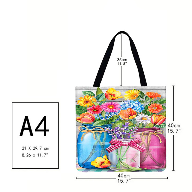 Practical Linen Square Shopping Bag Casual Ladies Daily Shopping Bag Large Capacity Storage Household Handbags