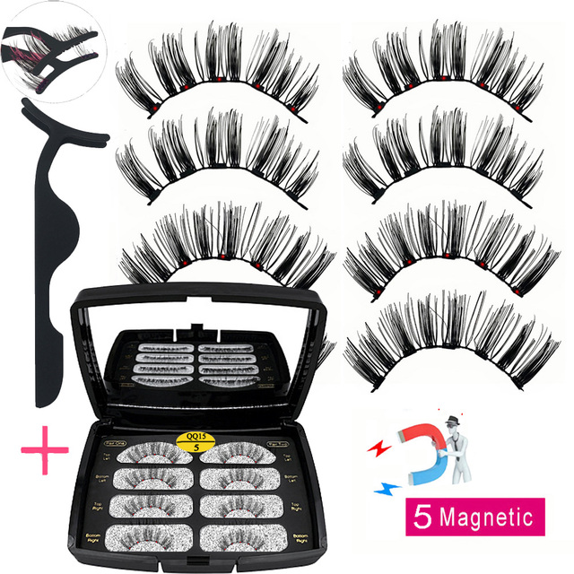 LIKOFO Magnetic Eyelashes with 5 Magnets Natural Handmade 3D/6D False Eyelashes Acrylic Box Long False Eyelashes Cosmetics for Gift