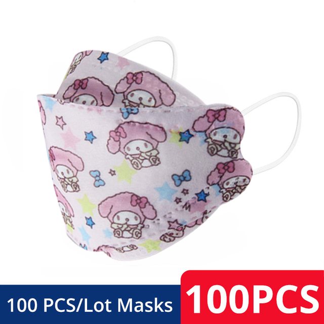 Children KN95 FFP2 Face Mask Cartoon Anime Breathable Security Protection For Boys Girl 4-12 Years Old Mascarilla FPP2 homology ada