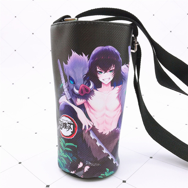 Devil Blade Cartoon Anime Peripheral PU Cup Cover Demon Slayer Kimetsu no Yaiba Kamado Nezuko Student Children Kids Kettle Bag