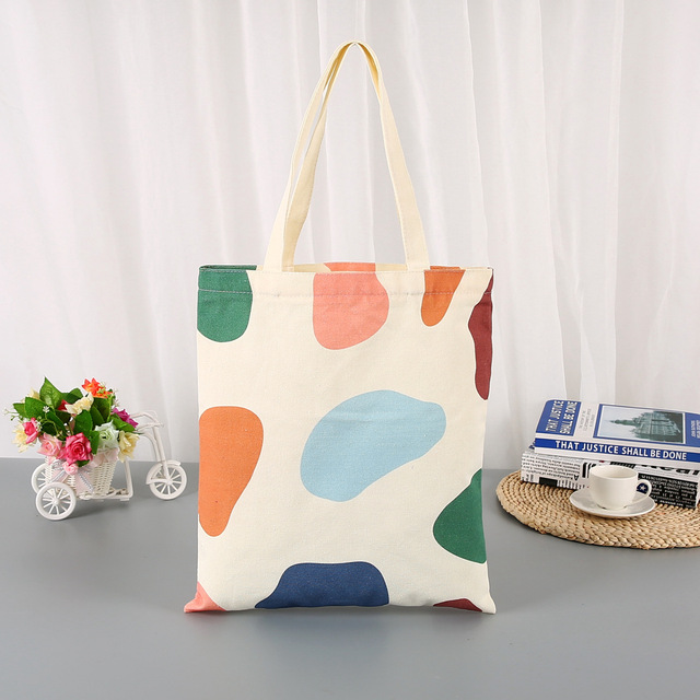 Canvas Bag Women Shoulder Bags 2022 Girls Shopper Bags Cute Cartoon Simple Print Foldable Washable Reusable Eco Tote Bag