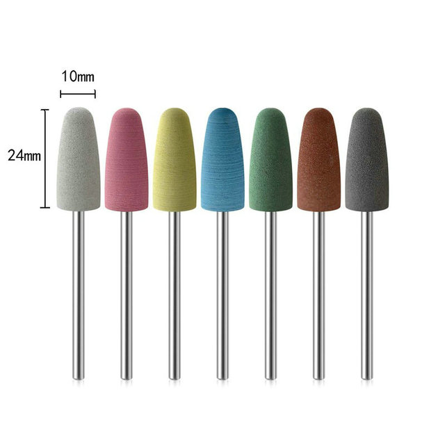 6pcs/set Rubber Silicon Nail Drill Grinding Cutter for Manicure Flexible Bit Polisher Machine Electric Nail File Art Tools