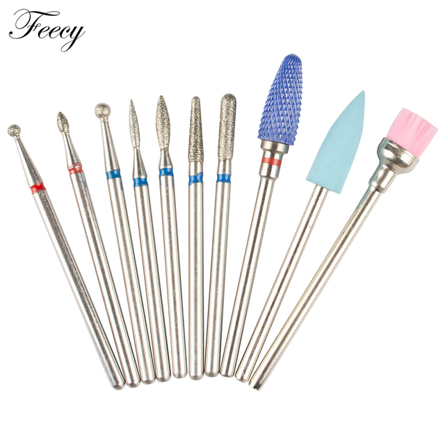 10pcs Ceramic Diamond Grinding Cutter For Manicure Set Nail Bits Grinder Cutters To Remove Gel Varnish Nail Art Accessories