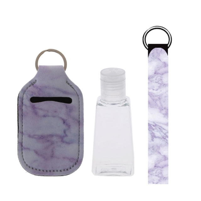 Portable 1oz Refillable Empty Travel Bottles With Keychain Holder Wristlet Set Keychain Bottle Container With Flip Caps