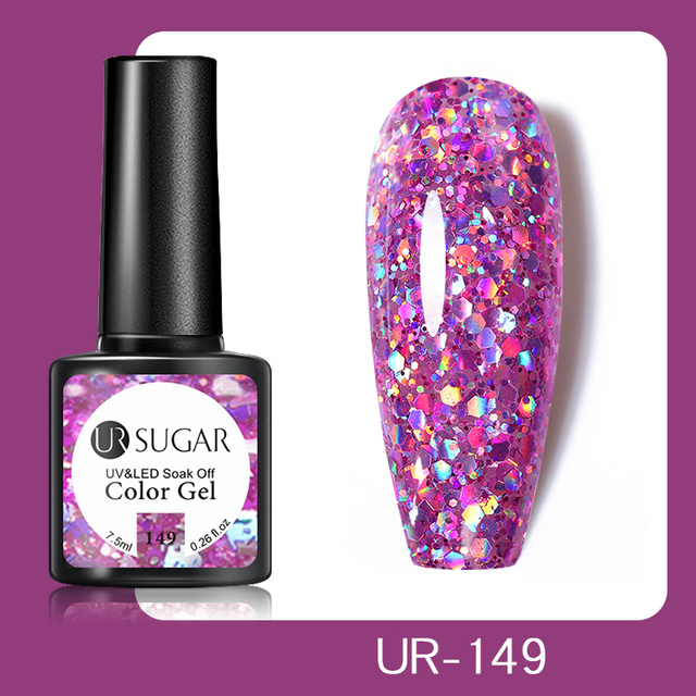 UR SUGAR 7.5ml Glitter Reflective Gel Nail Polish Manicure Nail Art Semi Permanent UV LED Nail Polish Lamp