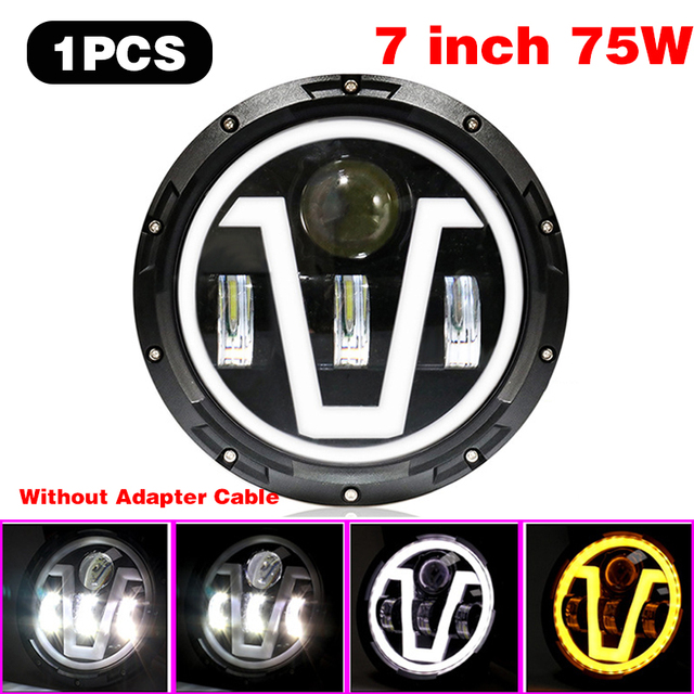 45W/60W/75W/80W/90W Car Led 7 Inch Car Accessories Angel Eyes H4 Led Headlight For Lada Niva 4X4 Uaz Hunter Hummer