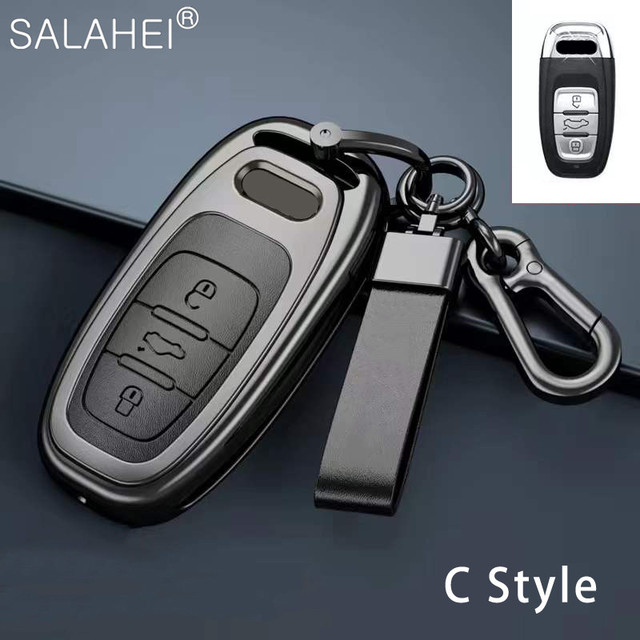 New Fashion Zinc Alloy and Leather Car Key Case Cover for Audi A3 A4 A5 C5 C6 8L 8P B6 B7 B8 C6 RS3 RS6 Q3 Q7 TT 8L 8V S6 S4 S3