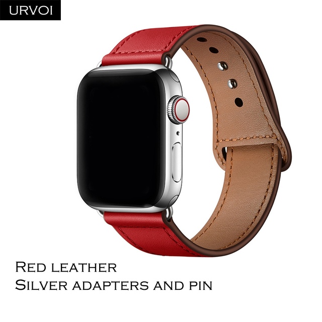 URVOI Band for Apple Watch Series 7 6 5 4 3 SE Sport Band Genuine Swift Leather Strap for iWatch Wrist Pin and Tuck Closure Handmade