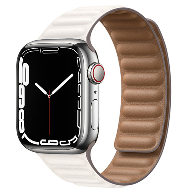 حزام ل سوار ساعة يد آبل رابط جلدية حلقة 44 مللي متر 40 مللي متر iWatch سلسلة 7 6 SE 5 4 3 2 1 watchbands سوار 42 مللي متر 38 مللي متر الأساور