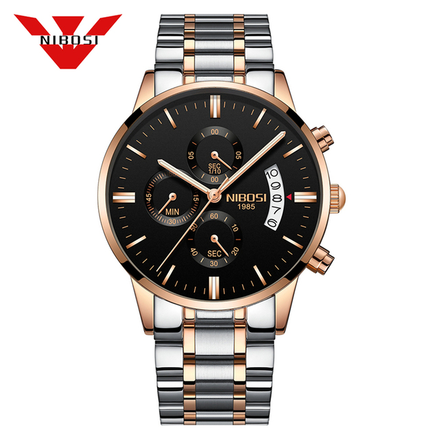 2309 NIBOSI Luxury Brand Mens Watches Business Dress Quartz Wristwatch Waterproof Chronograph Watch for Men Relogio Feminino