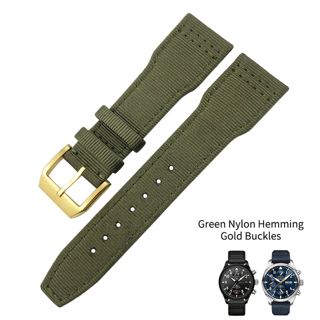 20mm 21mm 22mm Nylon Fabric Genuine Leather Watch Band Fit For IWC Watches Spitfire Pilot Mark 18 Top Gun Strap Pin Buckle