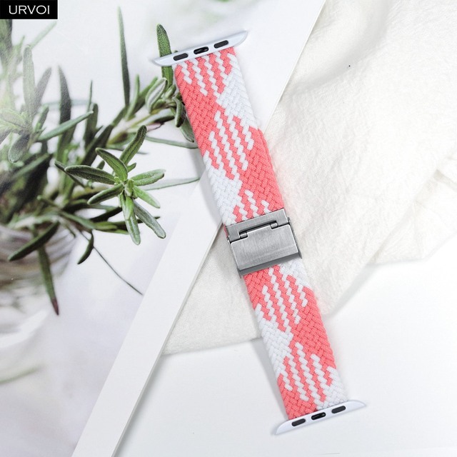 URVOI Braided Solo Loop Strap for Apple Watch Series 7 6 SE 5 4 3 2 1 Camo Strap Stretchable Folding Buckle for iWatch 41 45mm