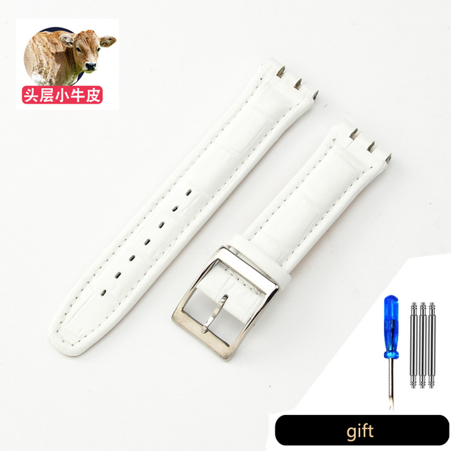 Genuine Leather Watch Strap For Swatch YCS YAS YGS Pin Buckle 17mm 19mm Female Watch Band Blue Red Black Accessories Watchband