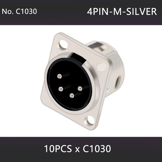 10pcs 3/4/5 Pins XLR Male Plug Female Socket Connector, Panel Mount, Zinc Alloy Shell Brass Connections, Silver and Black Housing