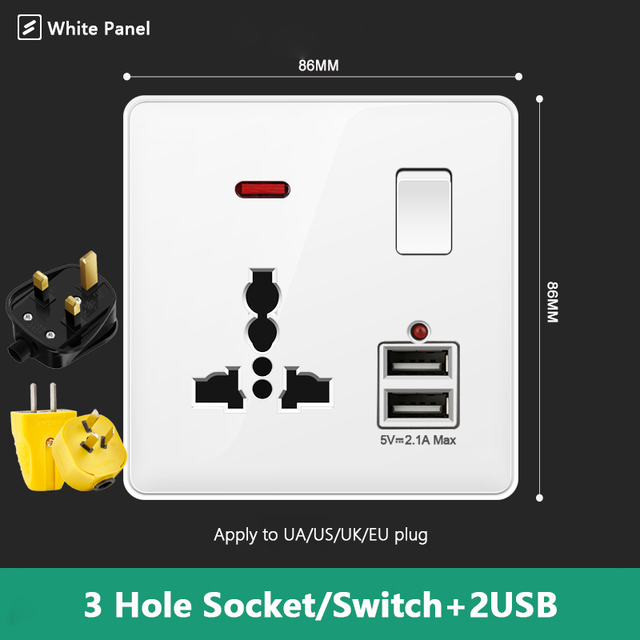 Avoir Matte White Wall Light Switch Universal Electrical Socket With Switch 220V Power Push Button Sockets And Switches