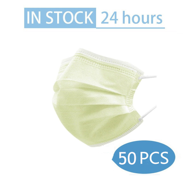 In Stock 10/100pcs Disposable Nonwoven Face Mask 3 Layers Anti Dust Respirator Mask With Elastic Ear Band For Adults