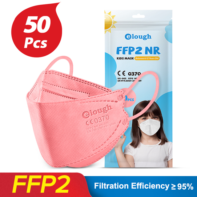 Elough KN95 Mascarillas Niños FFP 2 Fish Babies FPP2 Masks Resuable Mascarilla FFP2 Infantil Homologada 4 Layers FFP2Mask Kids