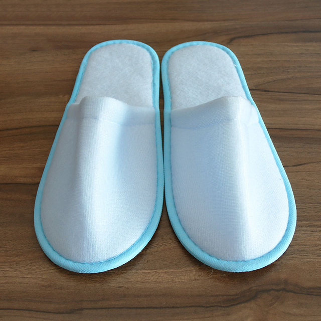 1 Pair Simple Unisex Solid Color Slippers Hotel Travel Spa Portable Men Slippers Disposable Guest Home Indoor Cloth Men Slippers