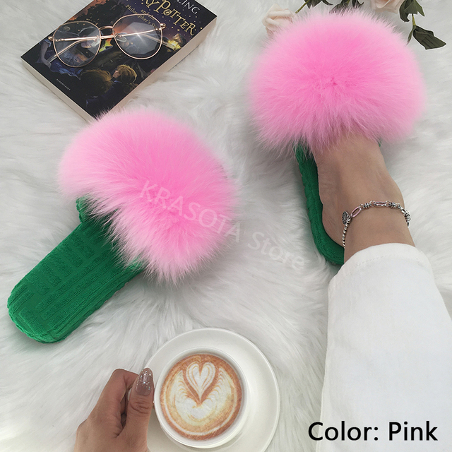 Ladies Slippers Flat Flip Flops Women Shoes Soft Luxury House Platforms Sandals Real Fur Slides Summer Fluffy Fashion Slippers