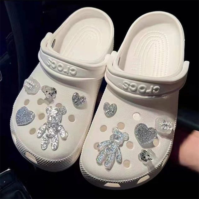 Luxury Charms for Crocs JIBZ Designer Clog Shoes Embellishment Flower Metallic Pearl Shoe Accessories Bling Rhinestone Croc Charms