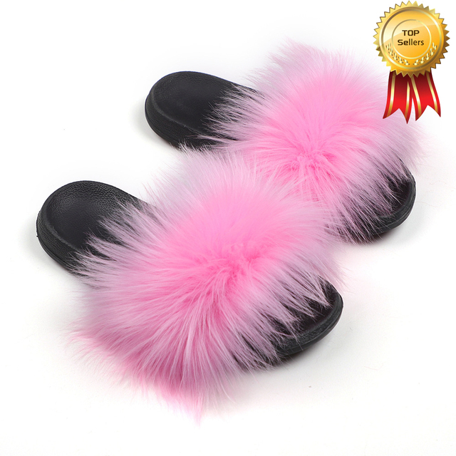 2022 New Summer Slippers Women Fuzzy Slides Fluffy Faux Fur Slippers Flat Furry Sandal Fashion Fur Flip Flop Amazing Woman Shoes