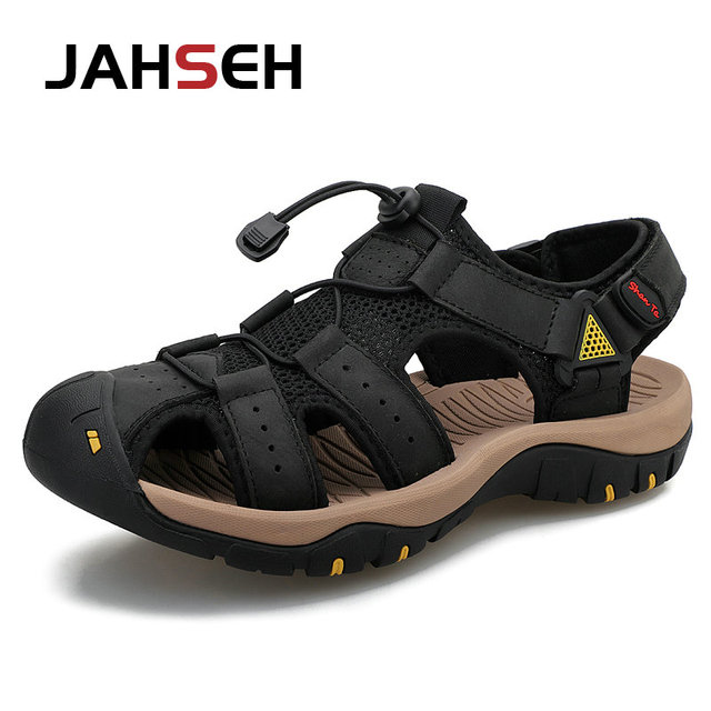 Summer New Outdoor Genuine Leather Men's Casual Sandals High Quality Brand Beach Shoes Fashion Water Shoes Walking Footwear