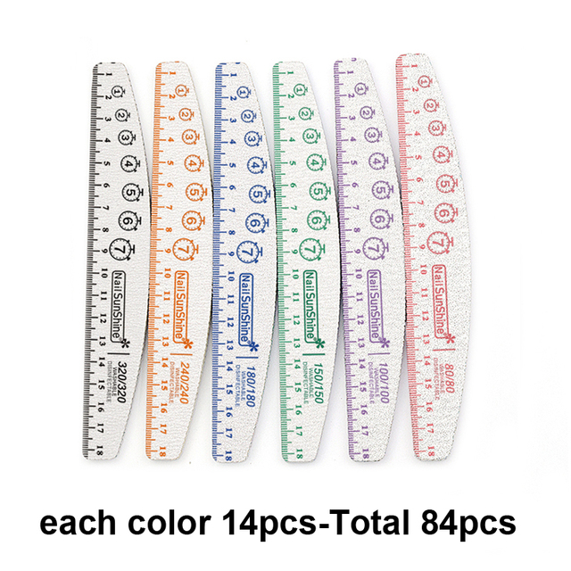 20/30/50/75/84pcs Gray Professional Nail Files 80 100 150 180 240 320 Nail Art Tools Clock Marker Mark Pattern