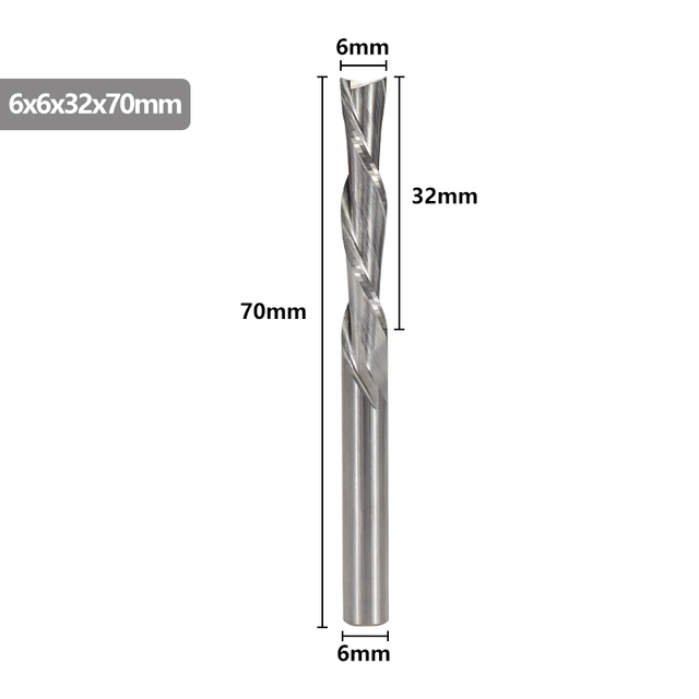 XCAN Left Hand Down Cutter 3.175/4/5/6mm Shank Spiral End Mill 2 Flute Carbide Milling Cutter for CNC Aluminum Cutting Milling B