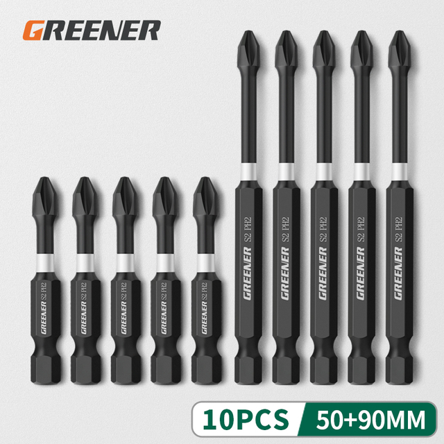 Green Impact Strong Magnetic Impulse Head Cross High Hardness Hand Drill Bit Screw Electric Screwdriver Set 50 65 70 90 150mm