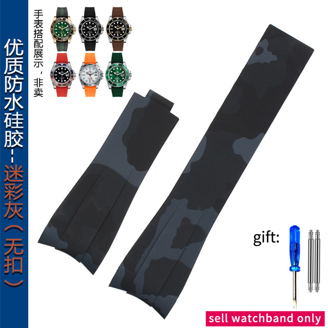 For Rolex Rubber B Diver GMT Daytona Black Green Water Specter Rubber Silicone Watch Strap 20mm