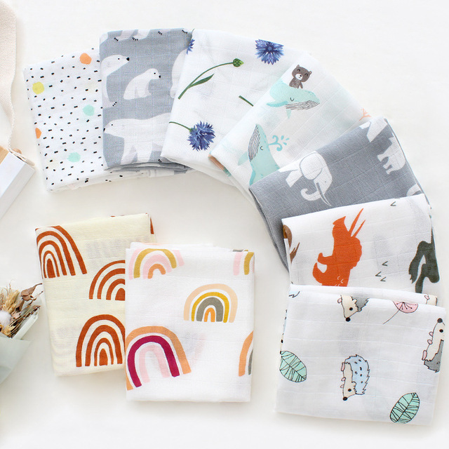 60*60cm Muslin Bamboo Cotton Baby Blanket Baby Newborn Blankets Newborn Swaddle Wrap Burp Cloth Towel Pielucha Dropshipping