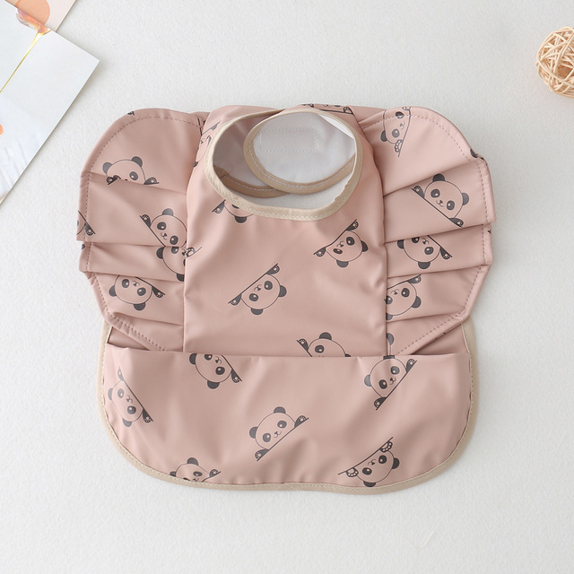 Waterproof Baby Food Eating Baby Bibs PU Cartoon Smock For Babies Feeding Clothes Sleeveless Bib With Pocket Newborn Baby Bib