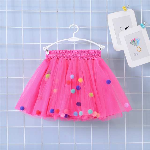 2022 New Arrival Infant Mulity Colorful Tulle Tutu Skirt Pom Pom Princess Mini Dress Children's Clothing Pettiskirt Girl Clothes