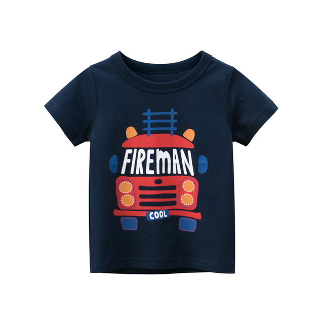 2-8 years old children's summer T-shirt, children's clothing, short-sleeved T-shirt, cartoon car T-shirt, children's cotton T-shirt